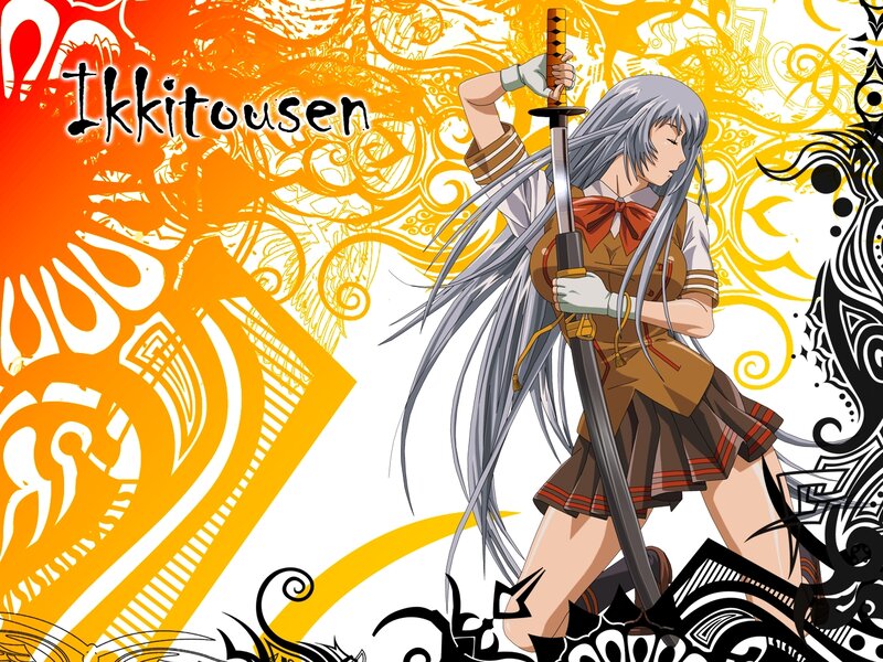 Silver-haired Girl with Sword — Orange