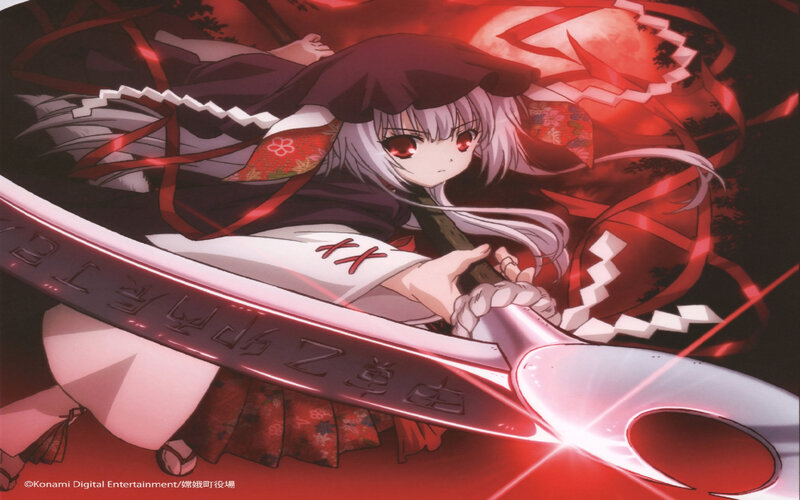 Silver-haired Girl with Sword — Red