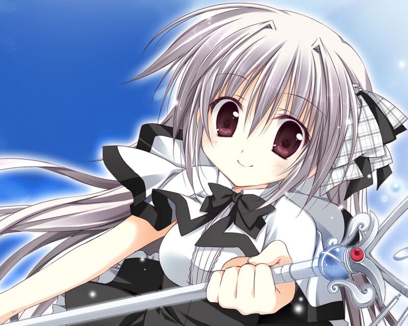 Silver-haired Girl with Sword — White, Determined, Anime