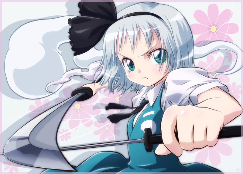 Silver-haired Girl with Sword — White, Determined, Spring