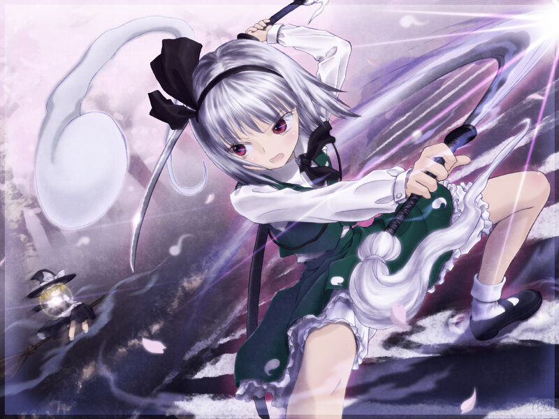Silver-haired Girl with Sword — White, Dramatic, Anime, Magic