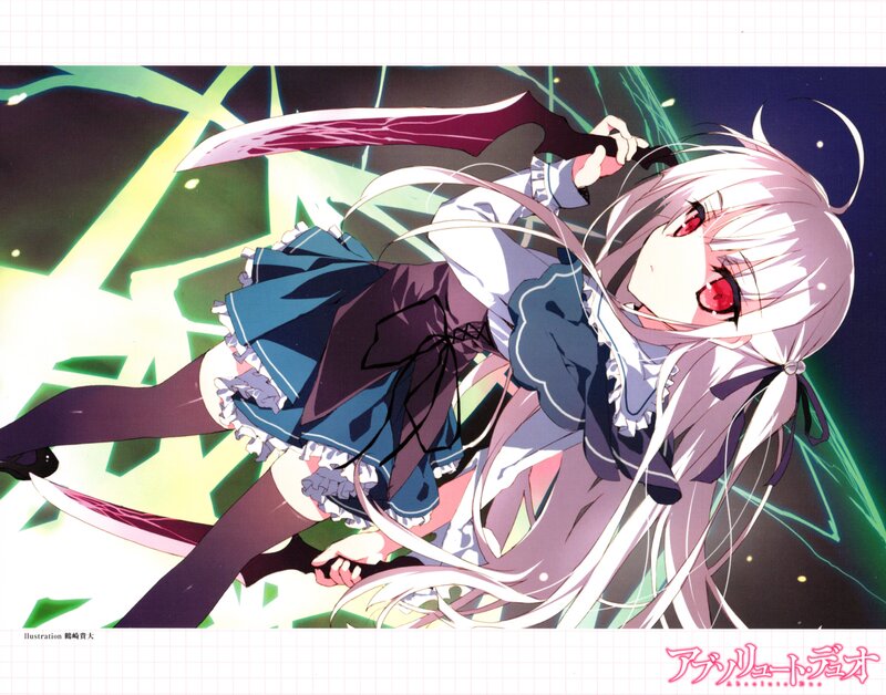 Silver-haired Girl with Sword — White, Dramatic, Night, Anime