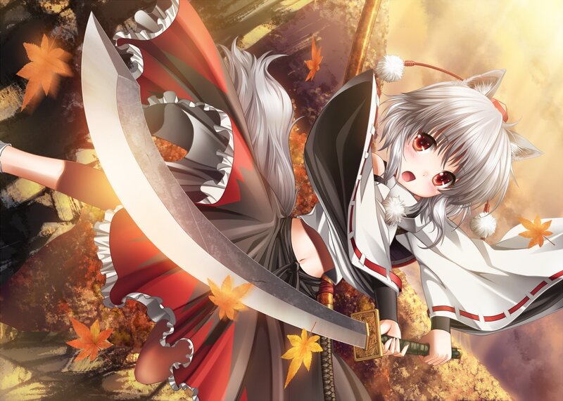 Silver-haired Girl with Sword — White, Dramatic