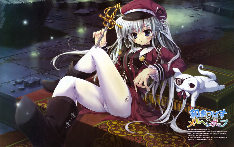Silver-haired Girl with Sword — White
