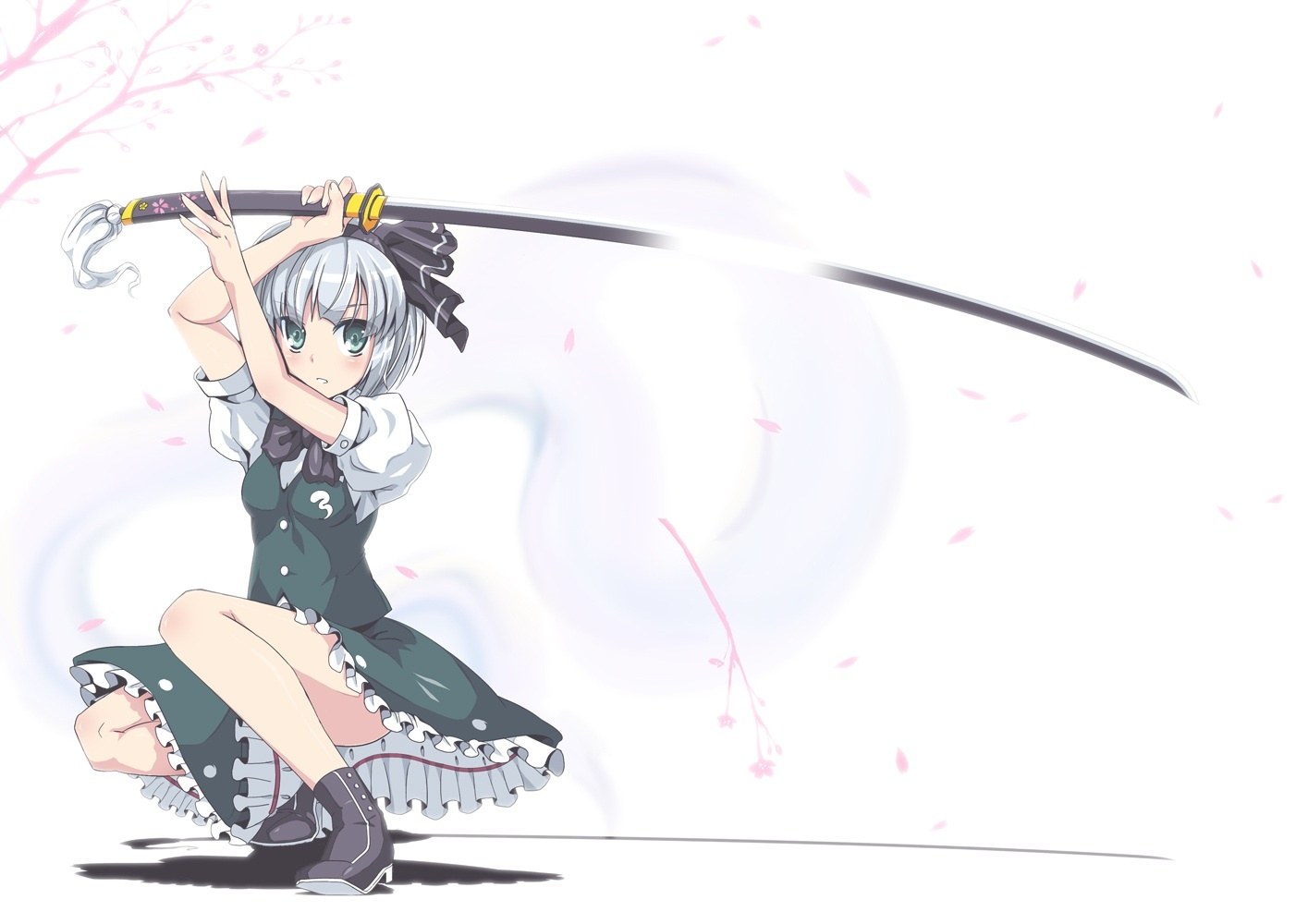 silver-haired girl with sword