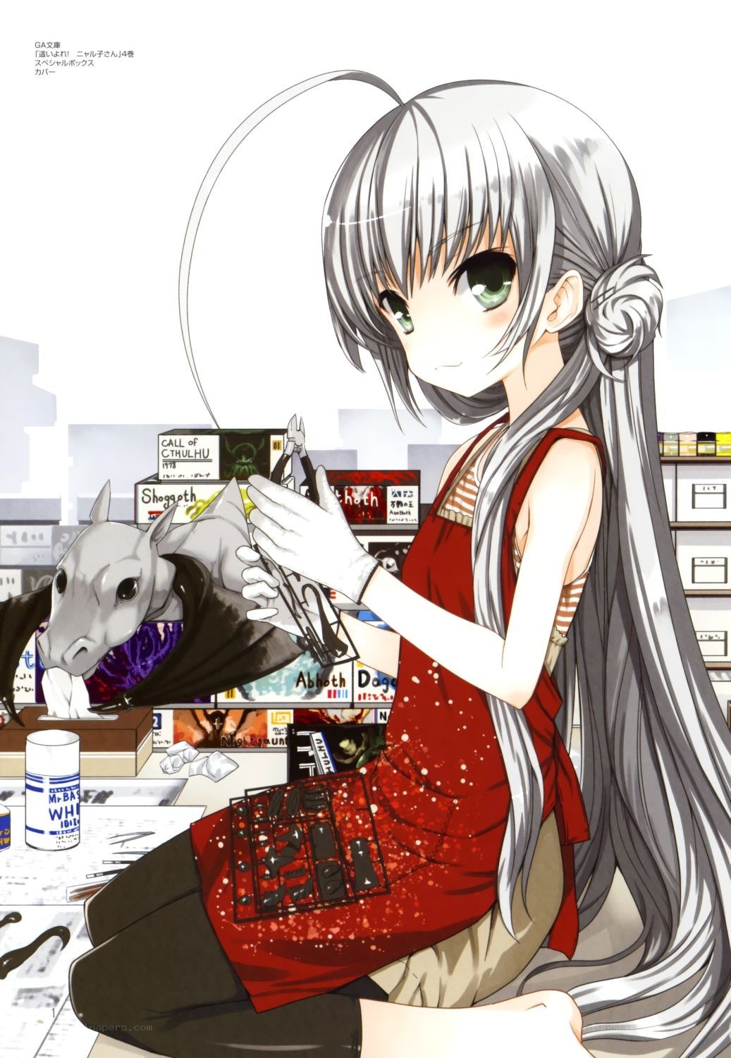 silver-haired girl with tools