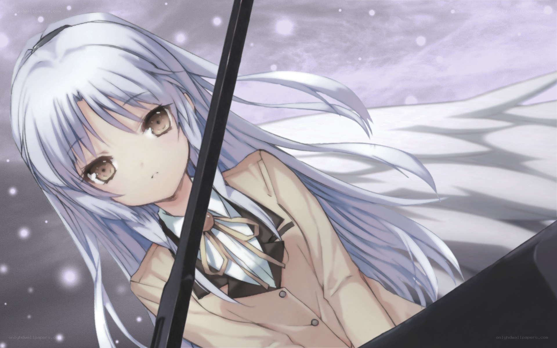 silver-haired girl with umbrella