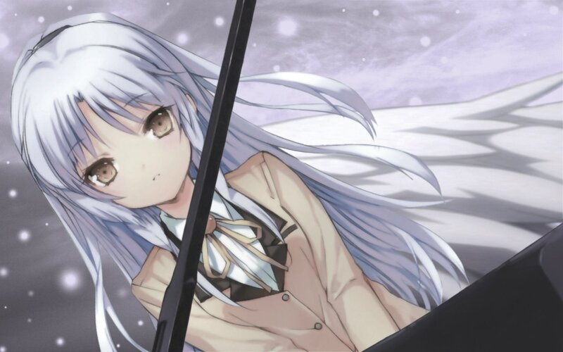 Silver-haired Girl with Umbrella — White, Calm