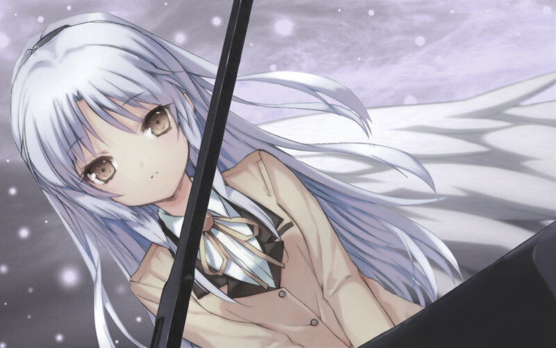 Silver-haired Girl with Umbrella — White