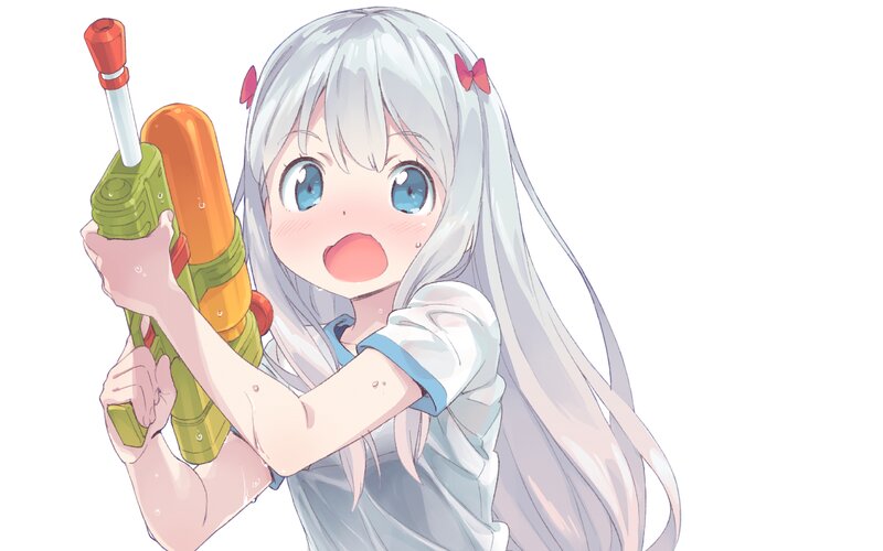 Silver-haired Girl with Water Gun
