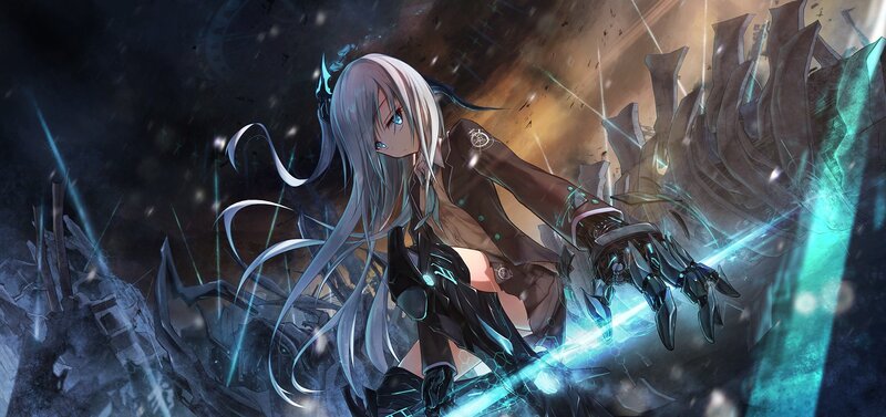 Silver-haired Girl with Weapon — Black