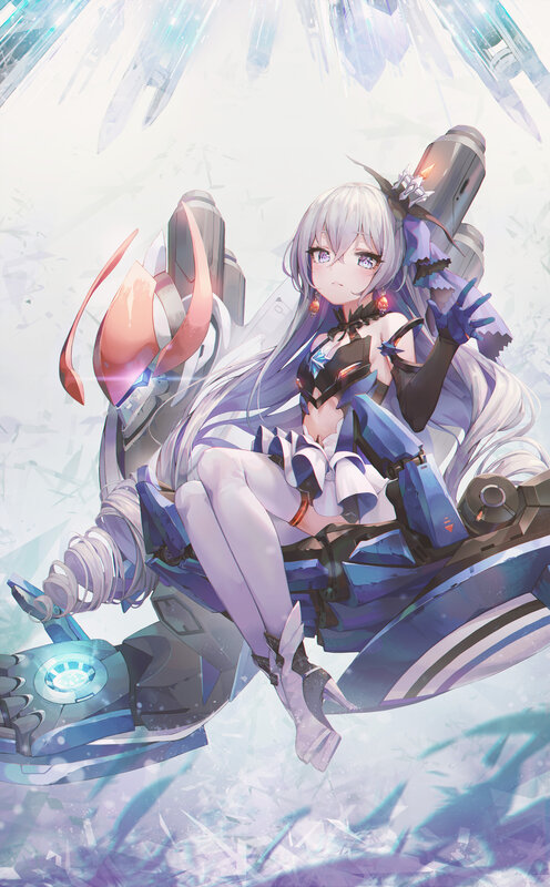 Silver-haired Girl with Weapon — White