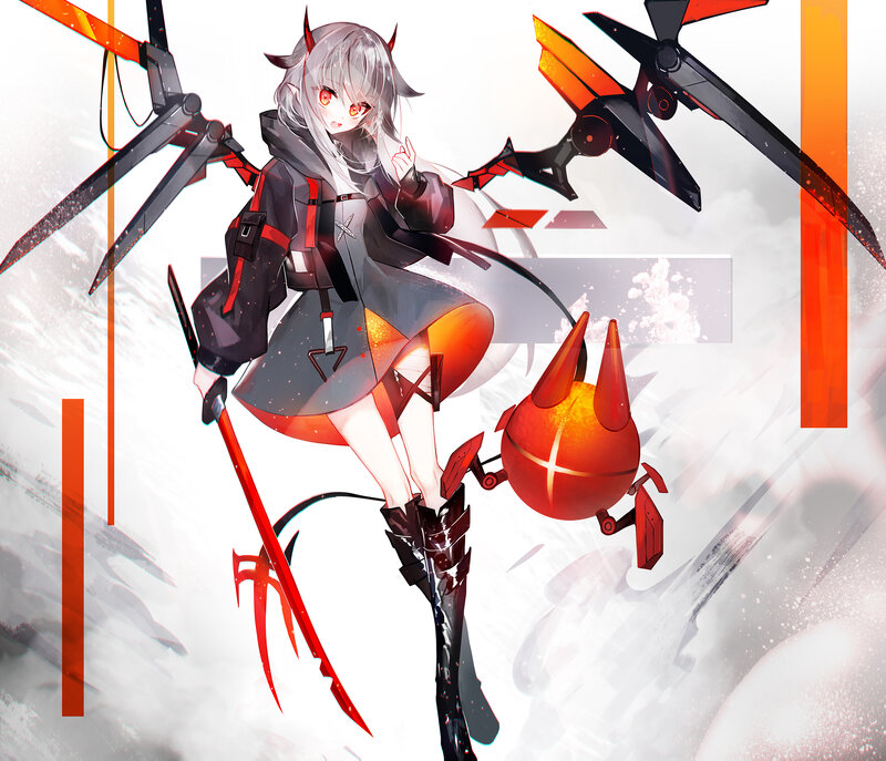 Silver-haired Girl with Weapons