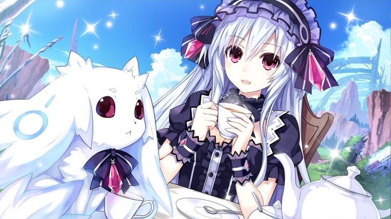 Silver-haired Girl with White Creature — Blue