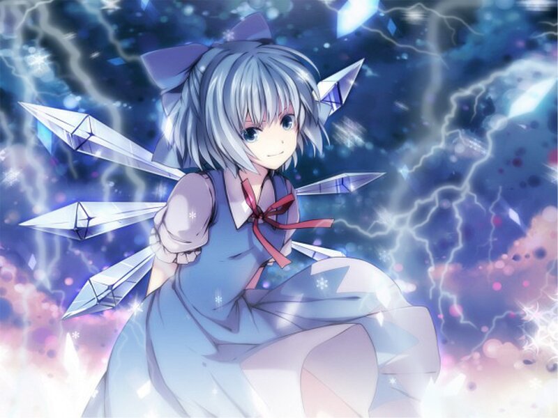 Silver-haired Girl with Wings — Blue, Dramatic
