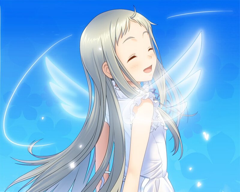 Silver-haired Girl with Wings — Blue