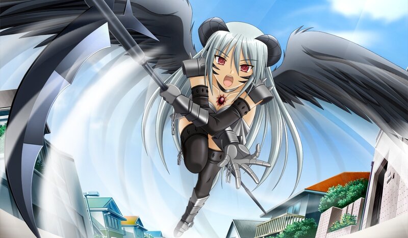 Silver-haired Girl with Wings — Gray