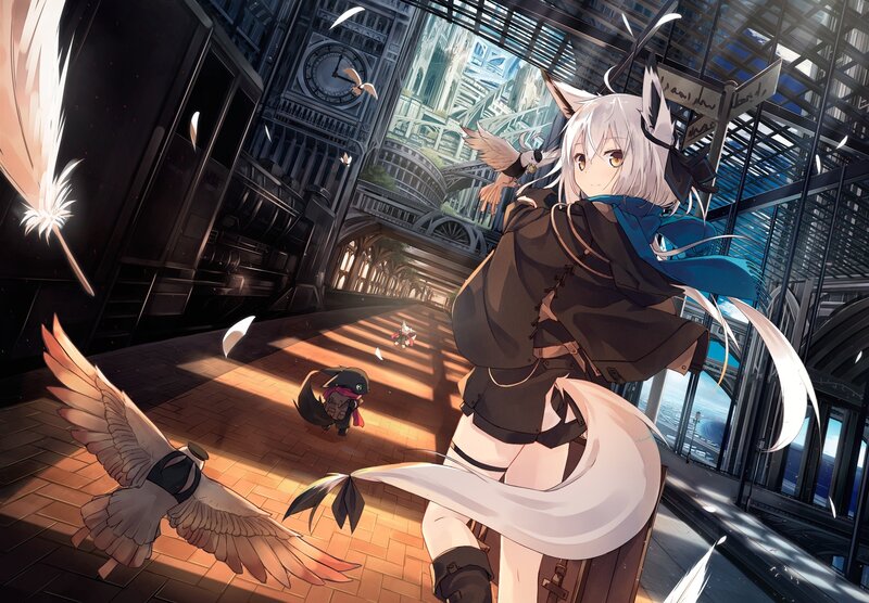 Silver-haired Girl with Wings — White, Serene, Afternoon