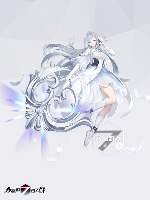 Silver-haired Girl with Wings — White, Serene, Anime