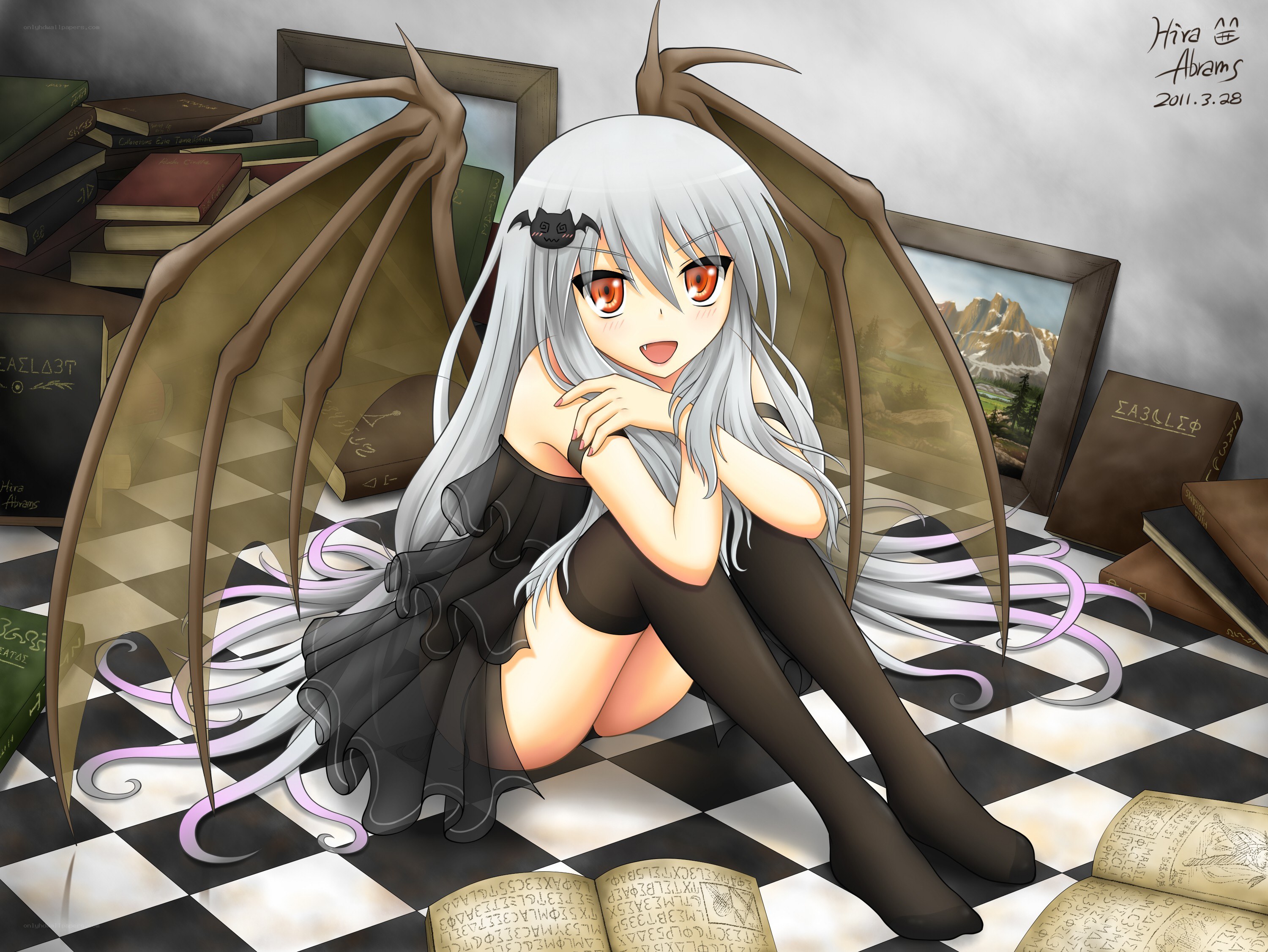 silver-haired girl with wings