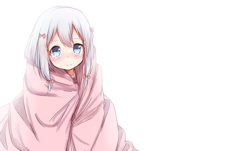 Silver-haired Girl Wrapped in Blanket