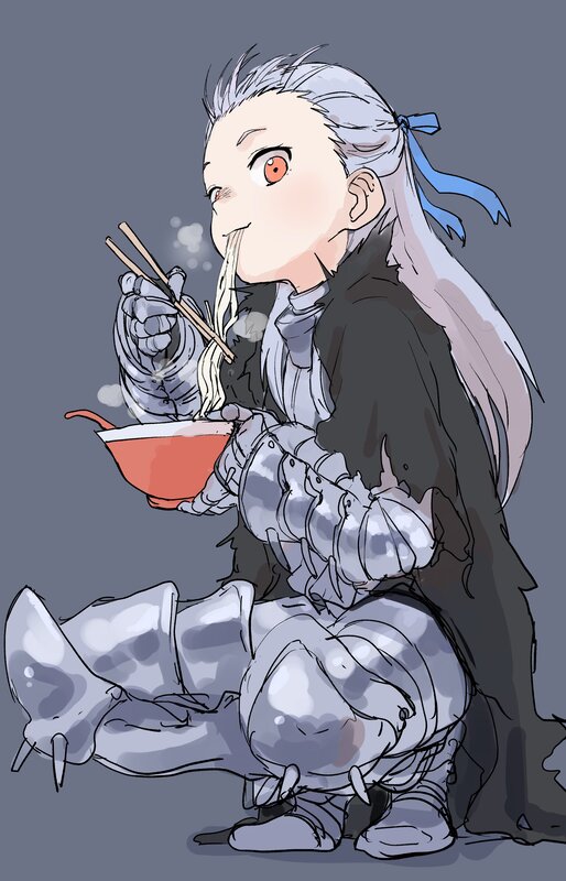Silver-haired Knight Eating Noodles