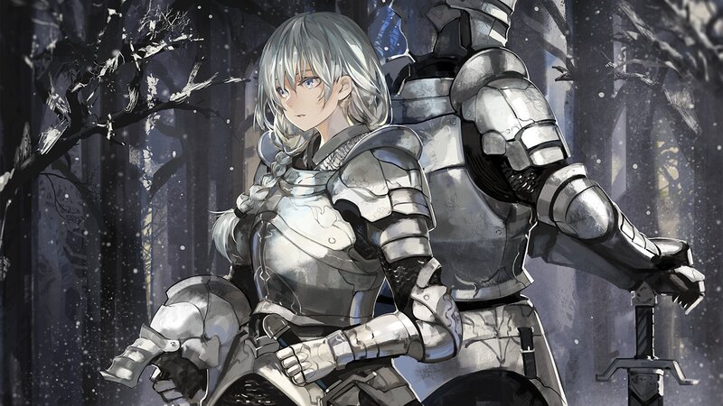 Silver-haired Knight in Armor — Gray, Dramatic