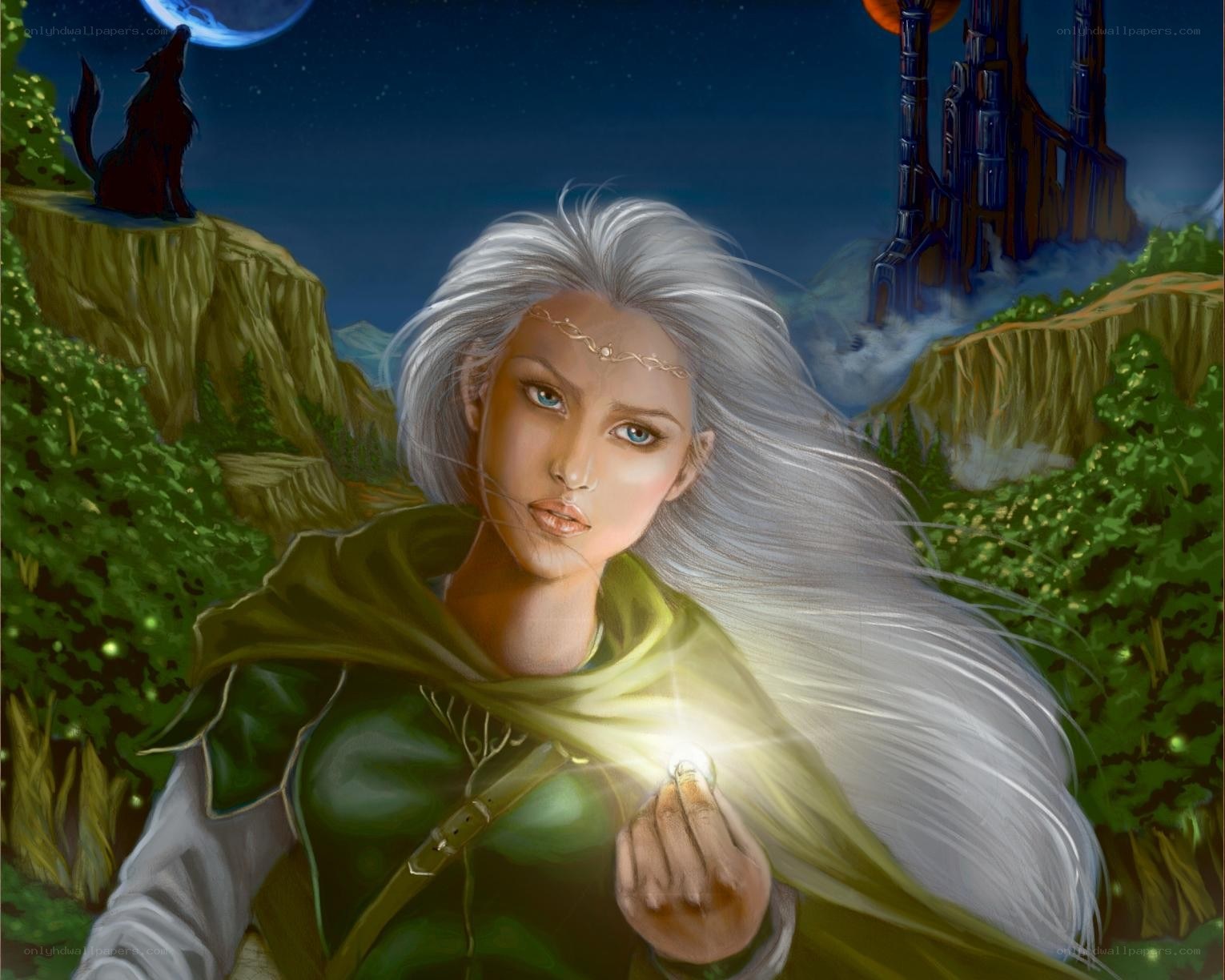 Silver-haired mage with glowing orb