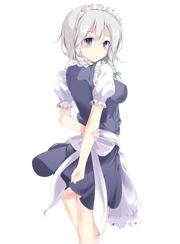 silver-haired maid anime girl