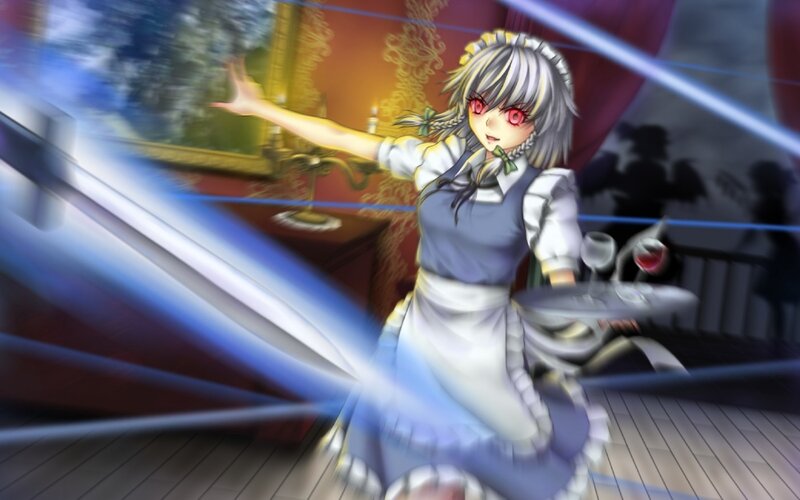 Silver-haired Maid Character — White