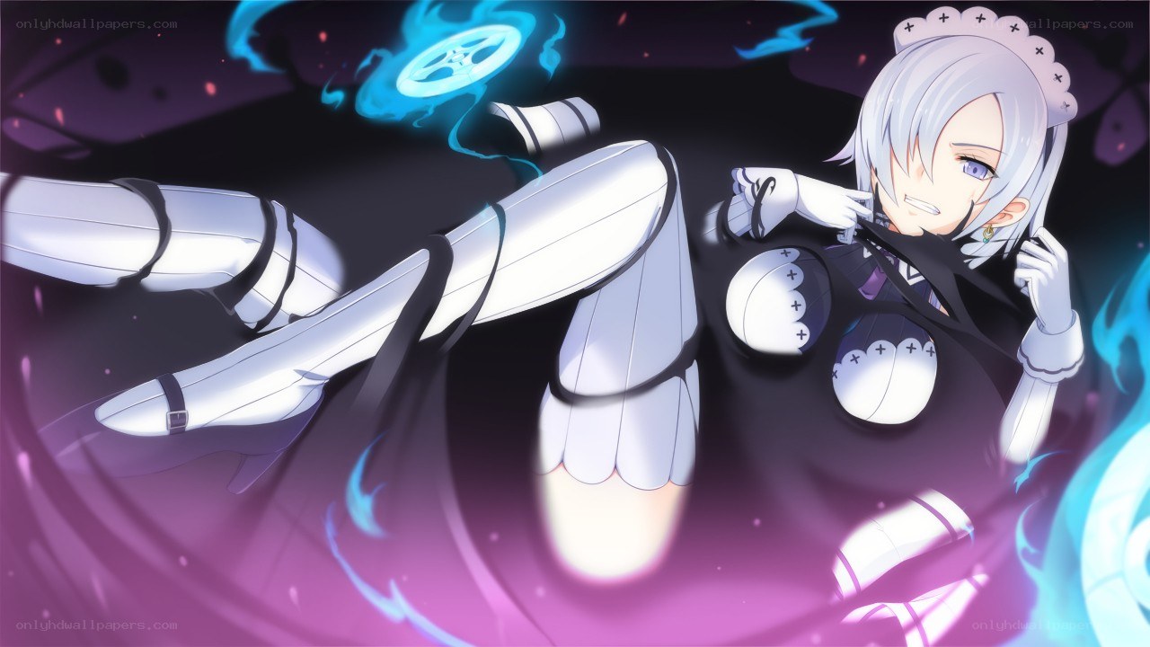 silver-haired maid in action