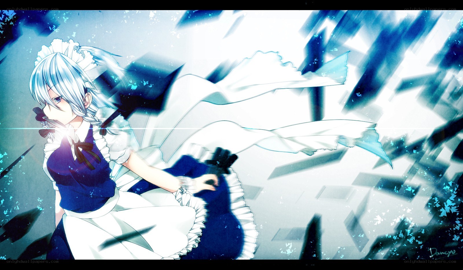 silver-haired maid in action