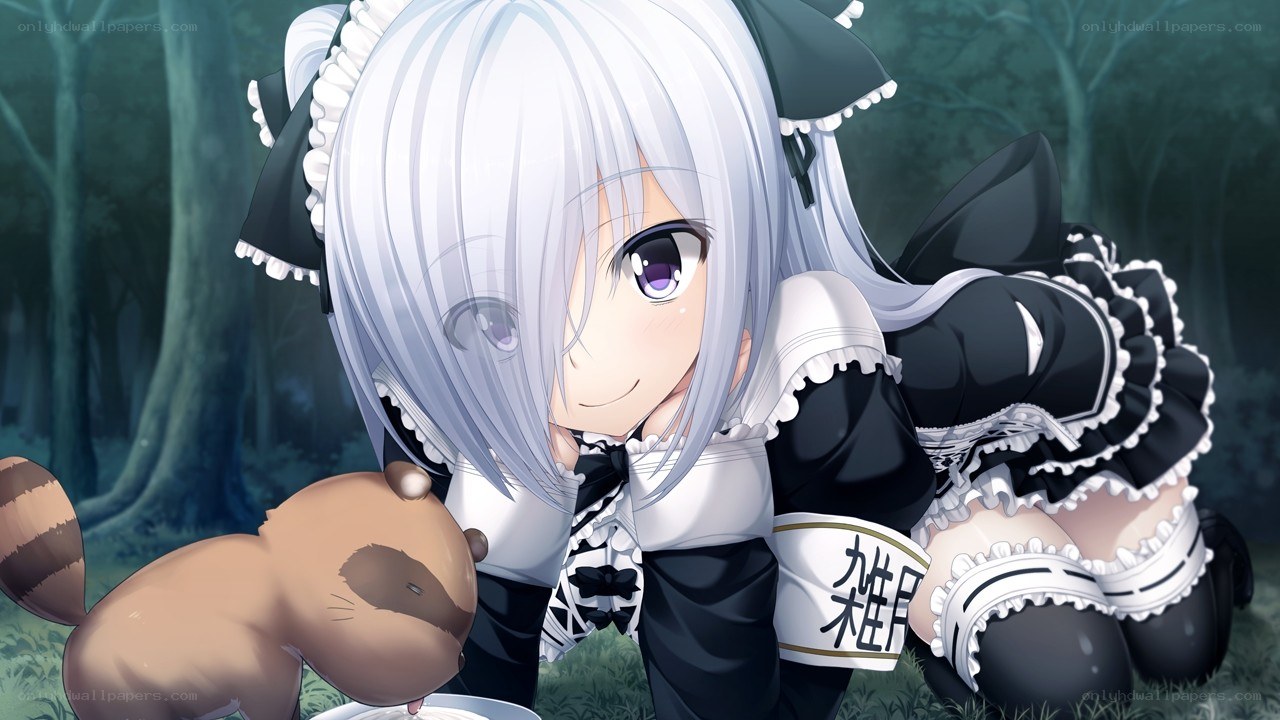silver-haired maid in the forest