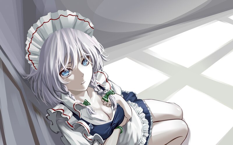 Silver-haired Maid — White, Calm