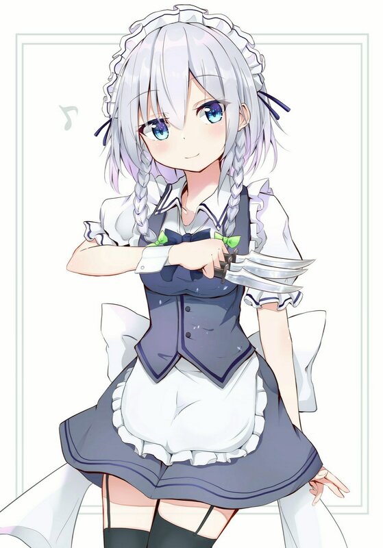 Silver-haired Maid — White, Playful, Anime