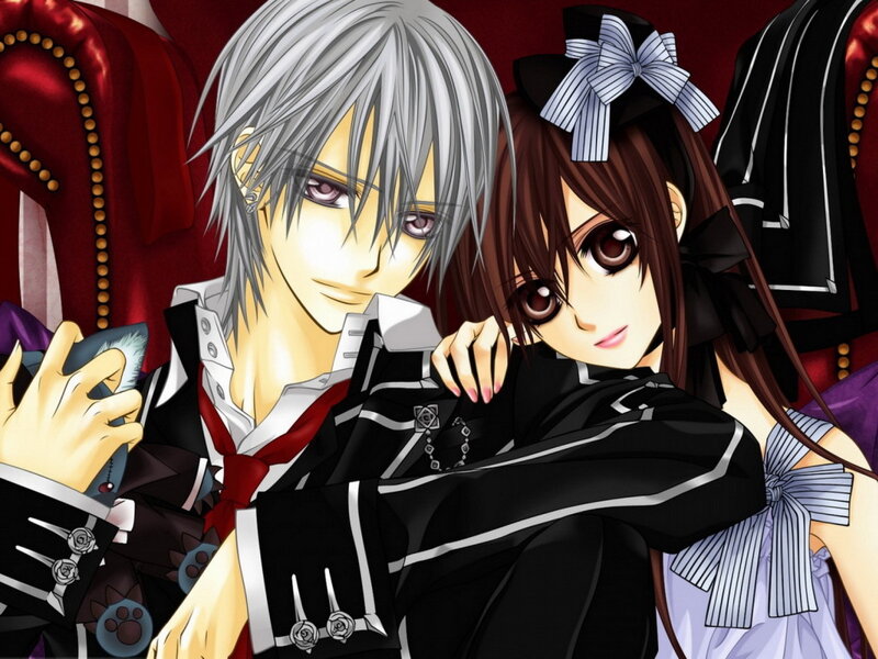 Silver-haired Male and Brown-haired Female