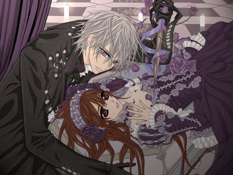 Silver-haired Man Holding Woman — Purple
