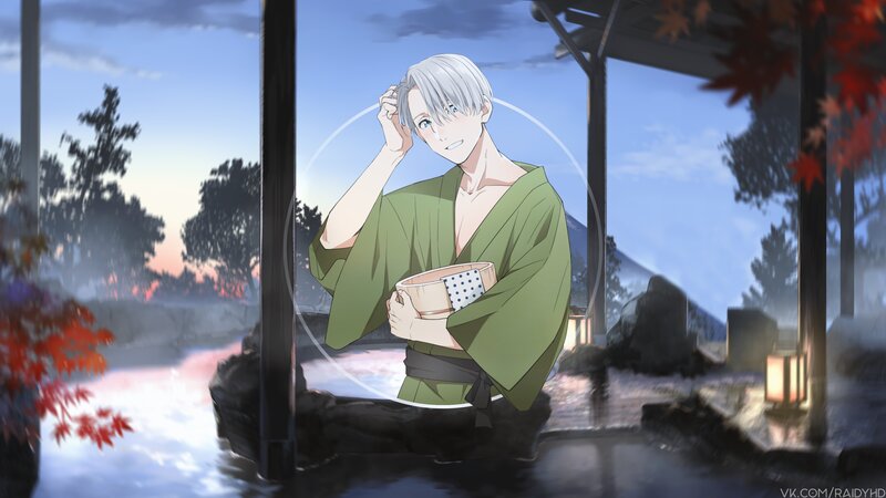 Silver-haired Man in Kimono — Green
