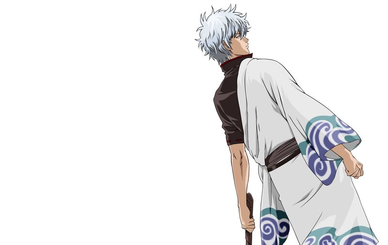Silver-haired Man in Kimono — White