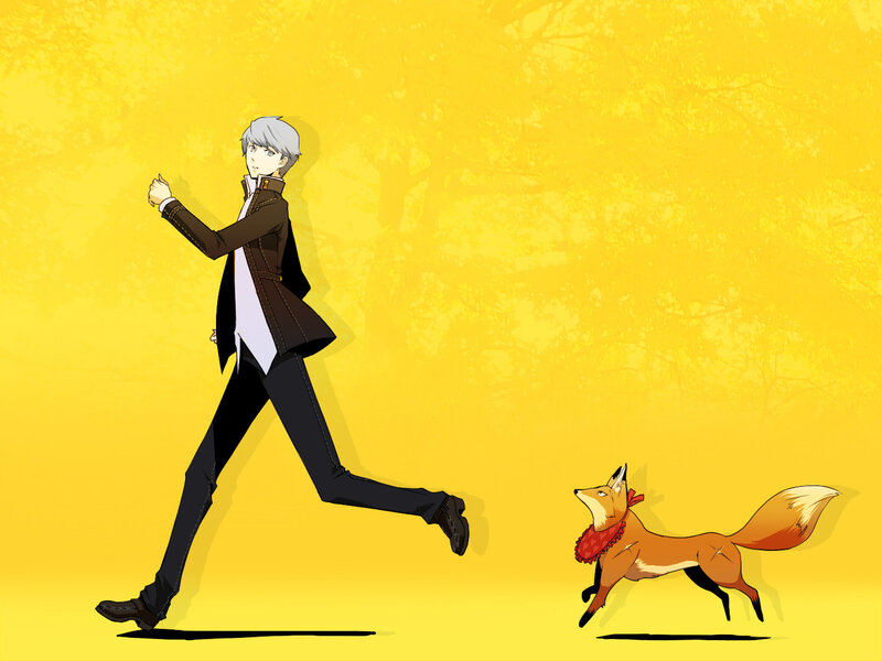 silver-haired man running with fox