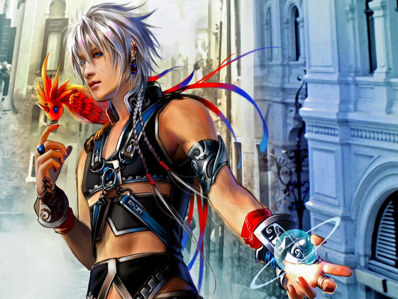 Silver-haired Man with Bird
