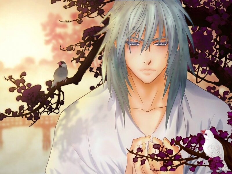 Silver-haired Man with Birds