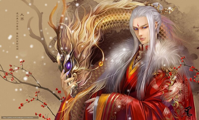 Silver-haired Man with Dragon