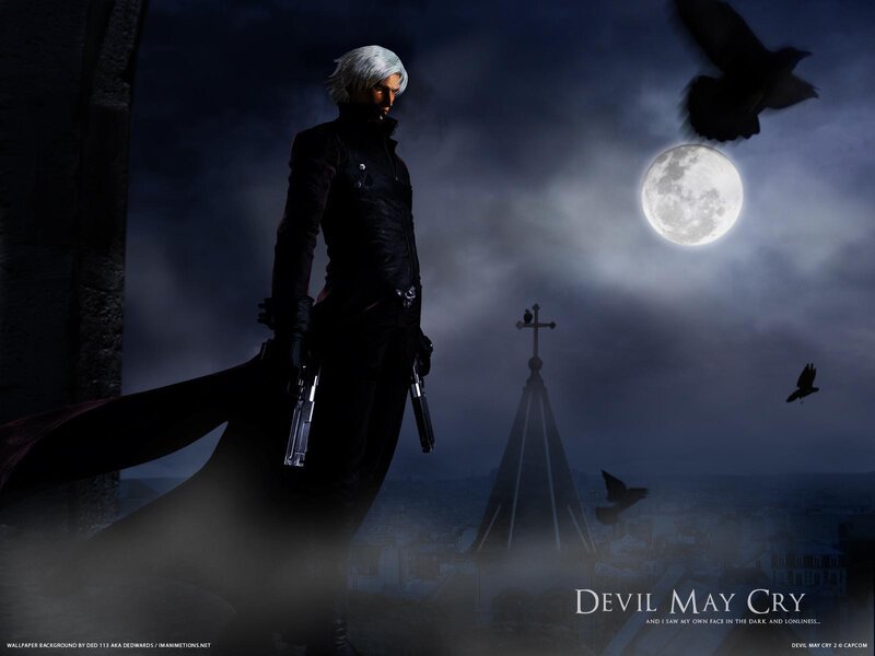 Silver-haired Man with Guns — Black, Dramatic