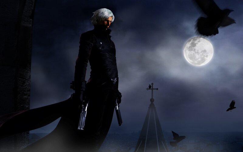 Silver-haired Man with Guns — Black