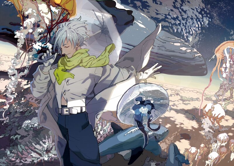 Silver-haired Man with Scarf — Gray
