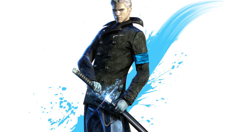 Silver-haired Man with Sword — Black, Dramatic, 3d Render