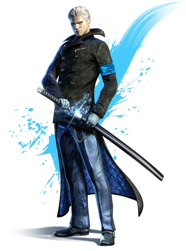 Silver-haired Man with Sword — Blue, Dramatic, 3d Render