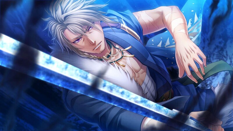 Silver-haired Man with Sword — Blue, Dramatic, Anime
