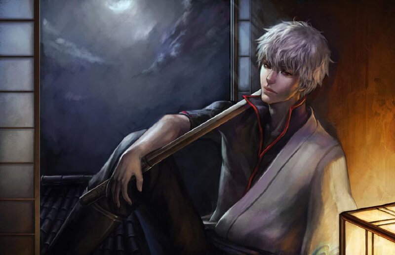 Silver-haired Man with Sword — Gray